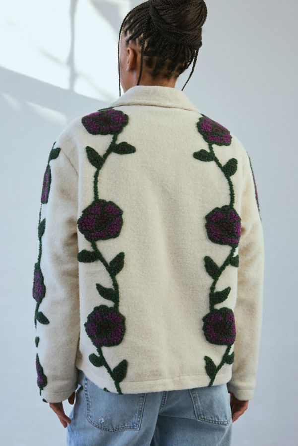 Slide View: 4: OBEY Fields Floral Jacquard Fleece Jacket