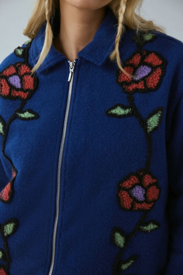 Slide View: 2: Veste en molleton jacquard à motif floral OBEY Fields