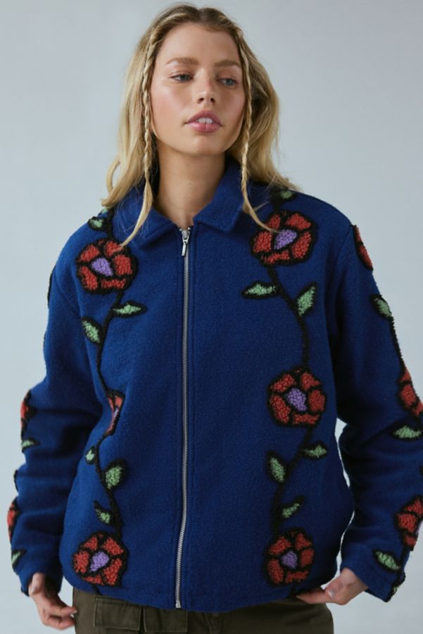 Slide View: 1: Veste en molleton jacquard à motif floral OBEY Fields