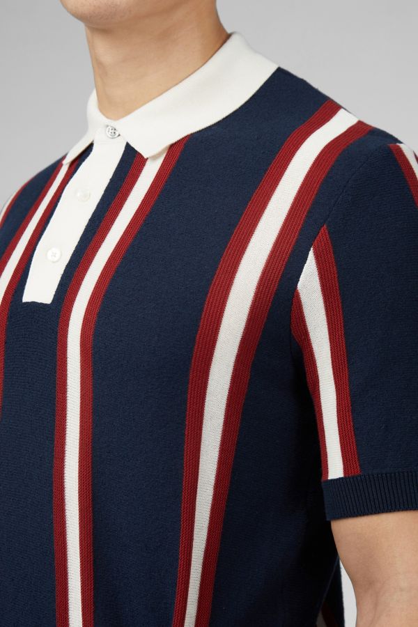 Slide View: 2: Ben Sherman Stripe Knit Short Sleeve Rugby Shirt