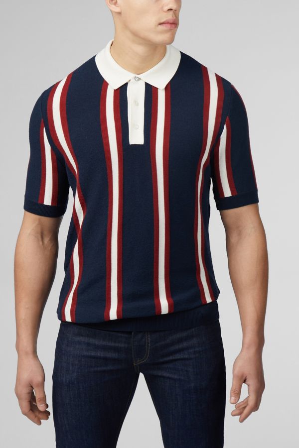 Slide View: 3: Ben Sherman Stripe Knit Short Sleeve Rugby Shirt