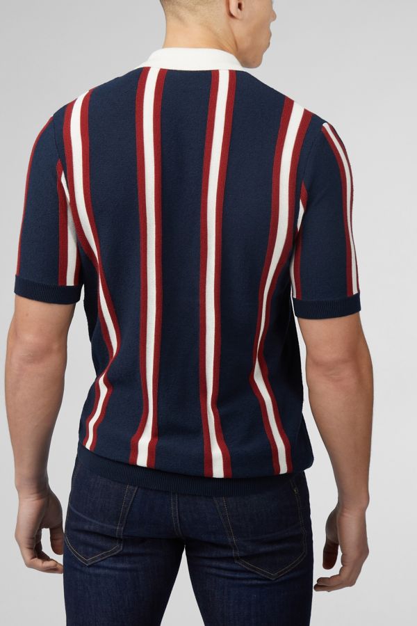 Slide View: 4: Ben Sherman Stripe Knit Short Sleeve Rugby Shirt