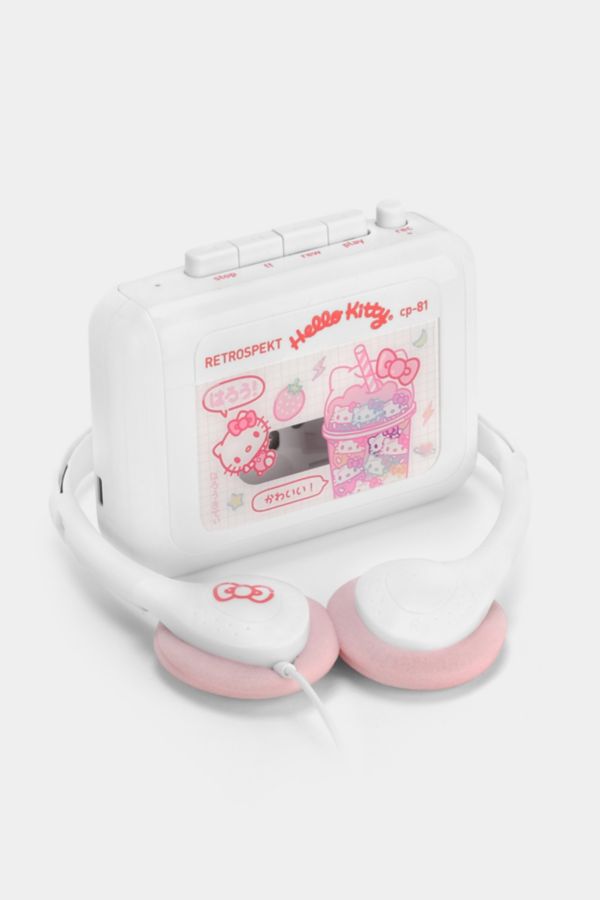 Slide View: 1: Retrospekt X Hello Kitty Strawberry Kawaii CP-81 Portable Cassette Player