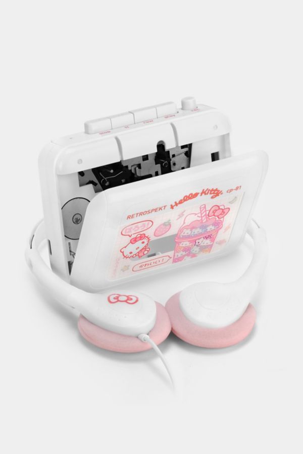 Slide View: 2: Retrospekt X Hello Kitty Strawberry Kawaii CP-81 Portable Cassette Player