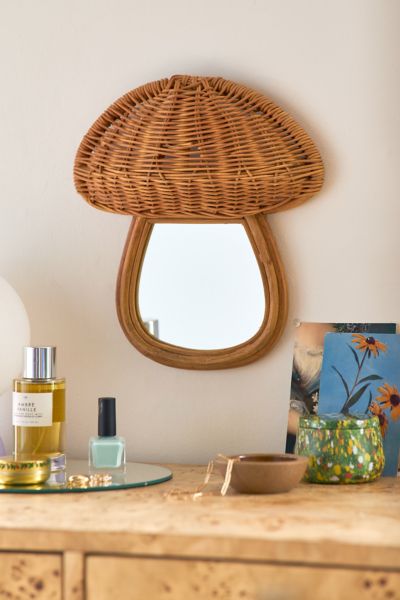 Mushroom Rattan Wall Mirror