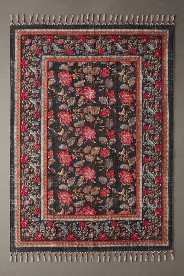 Slide View: 2: Tapis Brodé Brossé Floral Julia