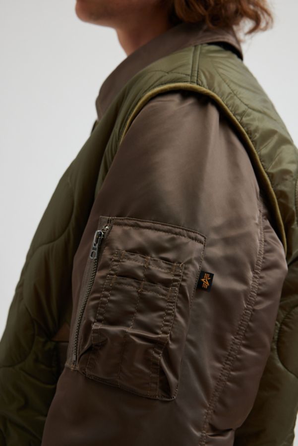 Slide View: 5: Alpha Industries Mixed Media Quilted Jacket