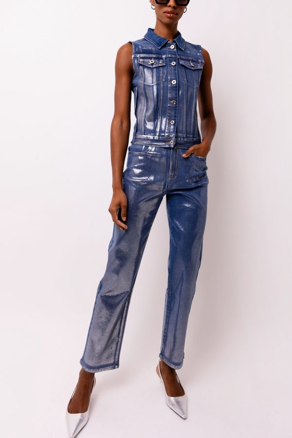 Slide View: 3: Amy Lynn Soho Metallic Denim Vest