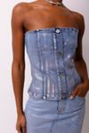 Thumbnail View 1: Amy Lynn Mimi Metallic Denim Corset Top