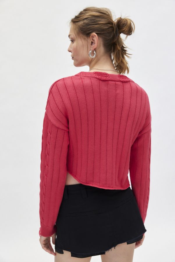 Slide View: 3: BDG Emmett Graphic Cable Knit Asymmetric Pullover Sweater