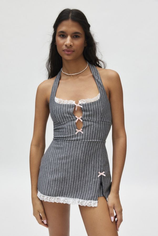 Slide View: 4: UO Stripes Halter Skort Romper