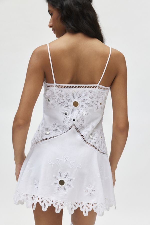 Slide View: 3: LoveShackFancy Brealynn Embellished Cotton Mini Dress