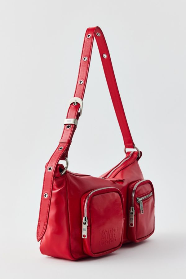 Slide View: 2: Marge Sherwood Red Outpocket Shoulder Bag