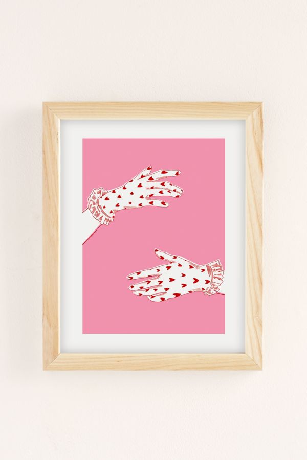 Slide View: 2: Annie Elegant Pink And Red Glove Illustration Art Print