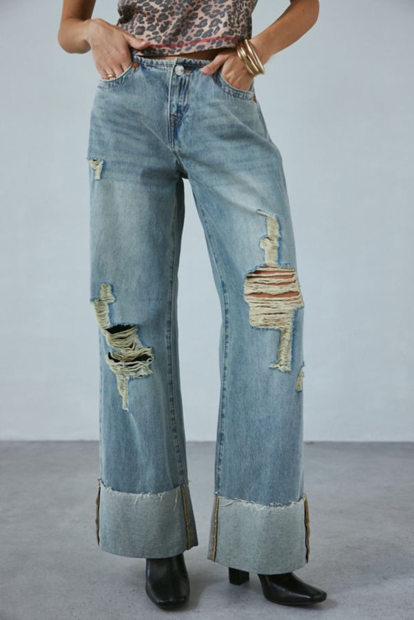 Slide View: 1: True Religion Leila Cuffed Low Rise Baggy Jean