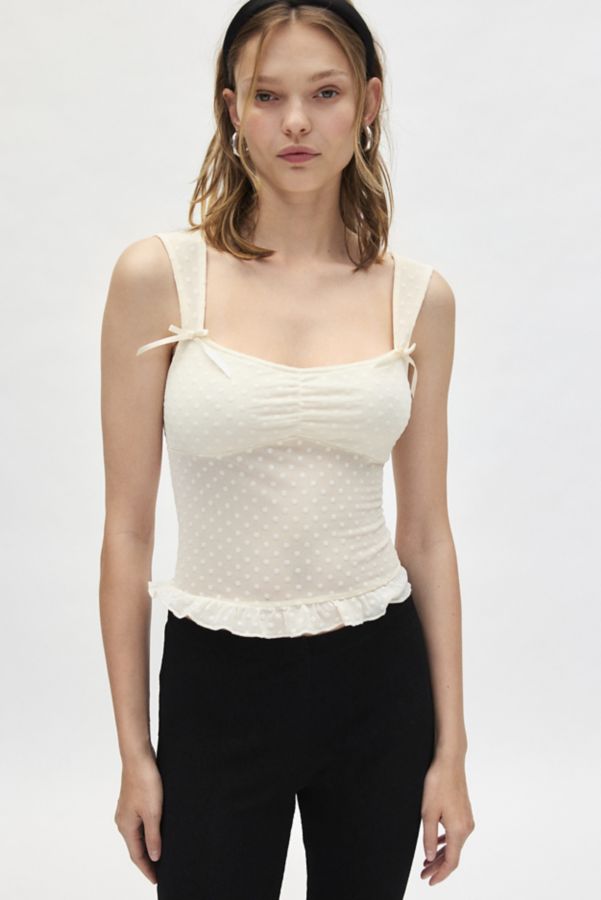 Slide View: 1: Motel Bartila Polka Dotted Mesh Tank Top