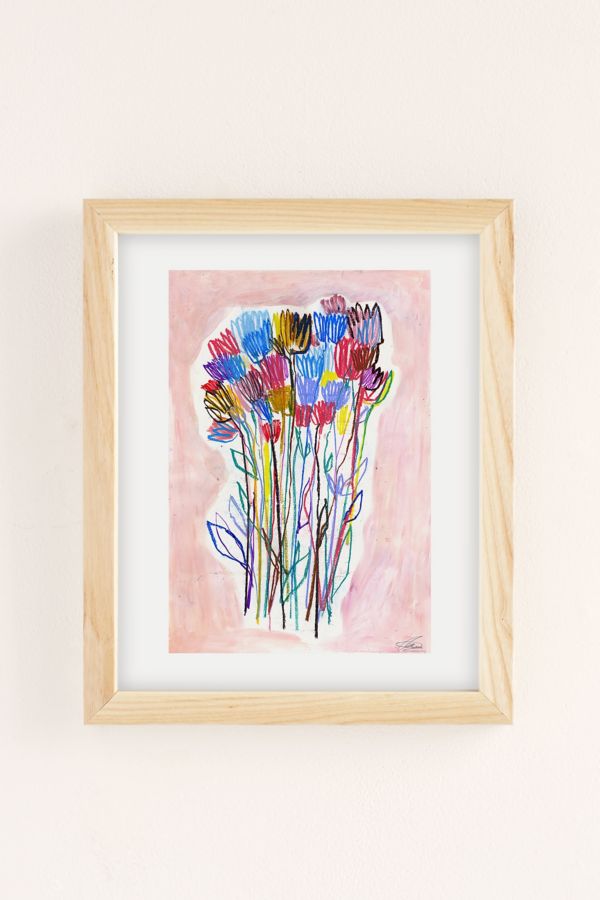 Slide View: 2: Tony Green Abstract Pink Flowers Art Print