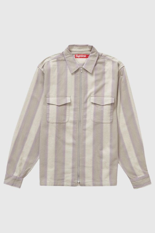 Slide View: 1: Supreme Stripe Flannel Zip Up Shirt