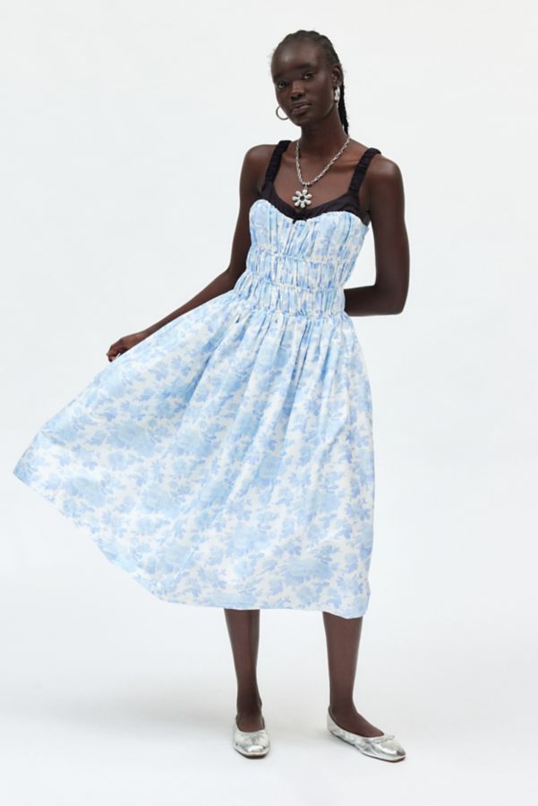 Slide View: 1: For Love & Lemons Oliver Floral Poplin Midi Dress