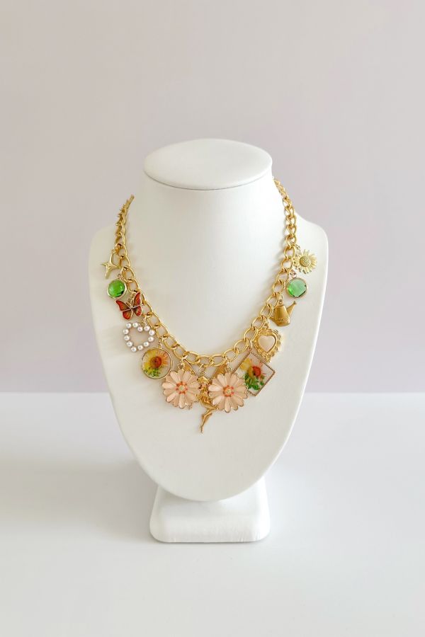 Slide View: 3: Shop Charming Tea Unique Floral Charm Necklace