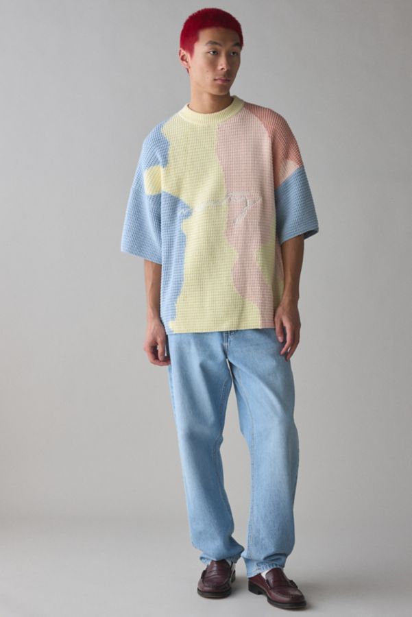 Slide View: 3: Mouty Puff Knit Pullover Short Sleeve Sweater