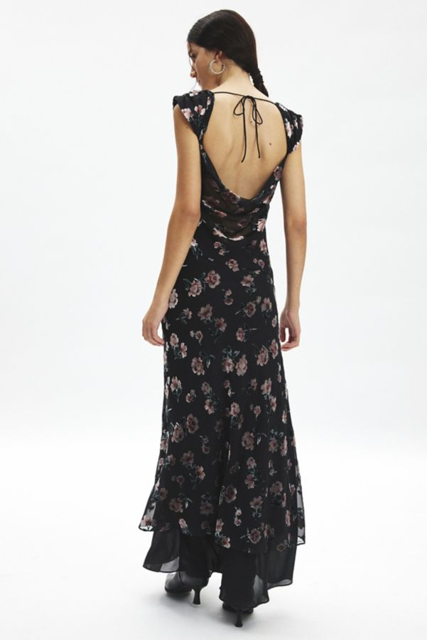 Slide View: 4: Robe Maxi Aigrette Floral Velvet Burnout For Love & Lemons