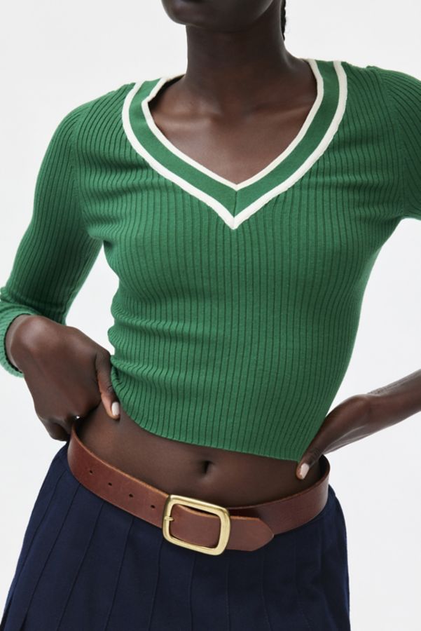 Slide View: 2: BDG Addison V Neck Ribbed Knit Sweater