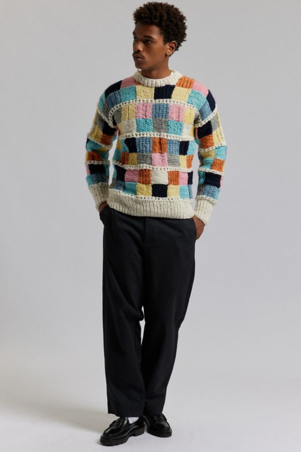 Slide View: 2: Chamula Sampler Squares Patchwork Crew Neck Sweater