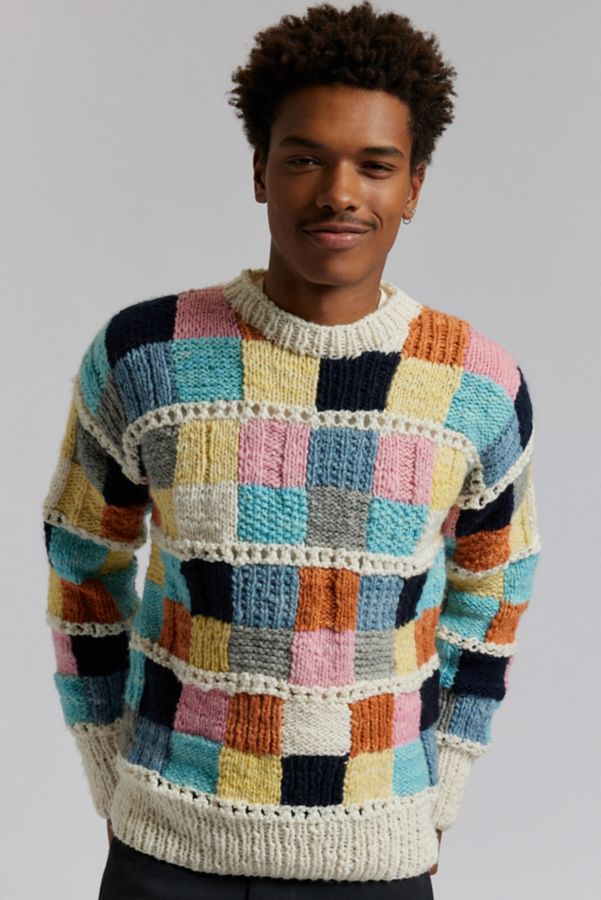 Slide View: 4: Chamula Sampler Squares Patchwork Crew Neck Sweater