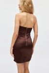 Thumbnail View 3: Bardot Eleni Plunge Strapless Satin Mini Dress