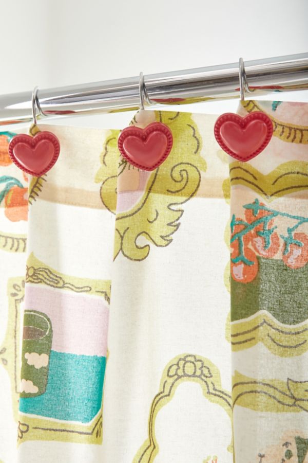 Slide View: 1: Heart Icon Shower Curtain Ring Set