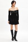 Thumbnail View 1: Bardot Emlyn Off-The-Shoulder Velour Corset Mini Dress