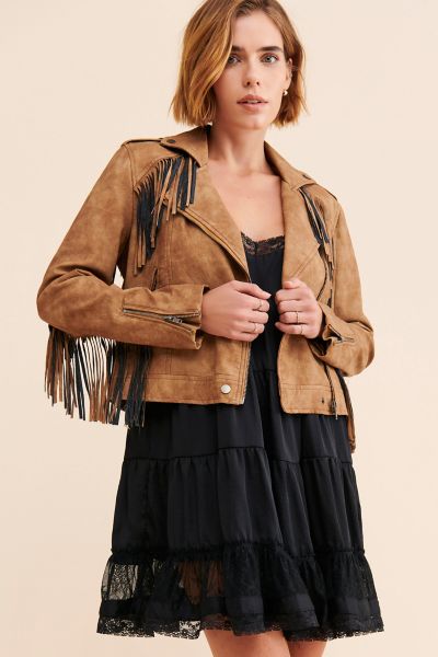 Fate Faux Suede Fringe Moto