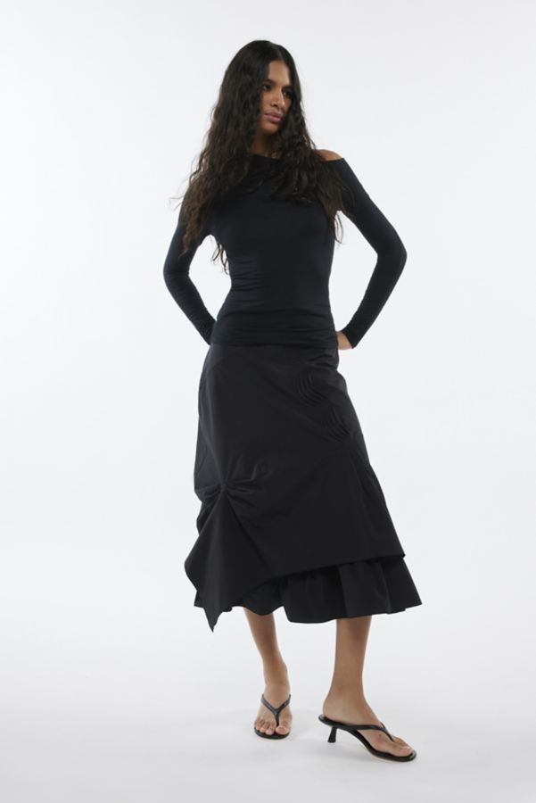 Slide View: 3: Geel Prima Asymmetric Midi Skirt