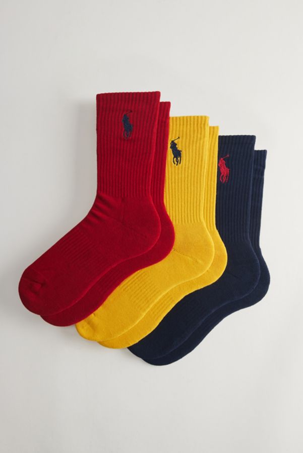 Slide View: 1: Paquet de 3 Chaussettes d'Équipage Polo Ralph Lauren avec Logo Brodé Classique