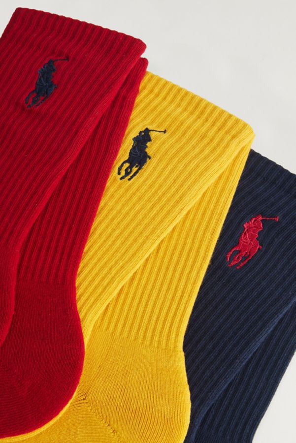 Slide View: 2: Paquet de 3 Chaussettes d'Équipage Polo Ralph Lauren avec Logo Brodé Classique