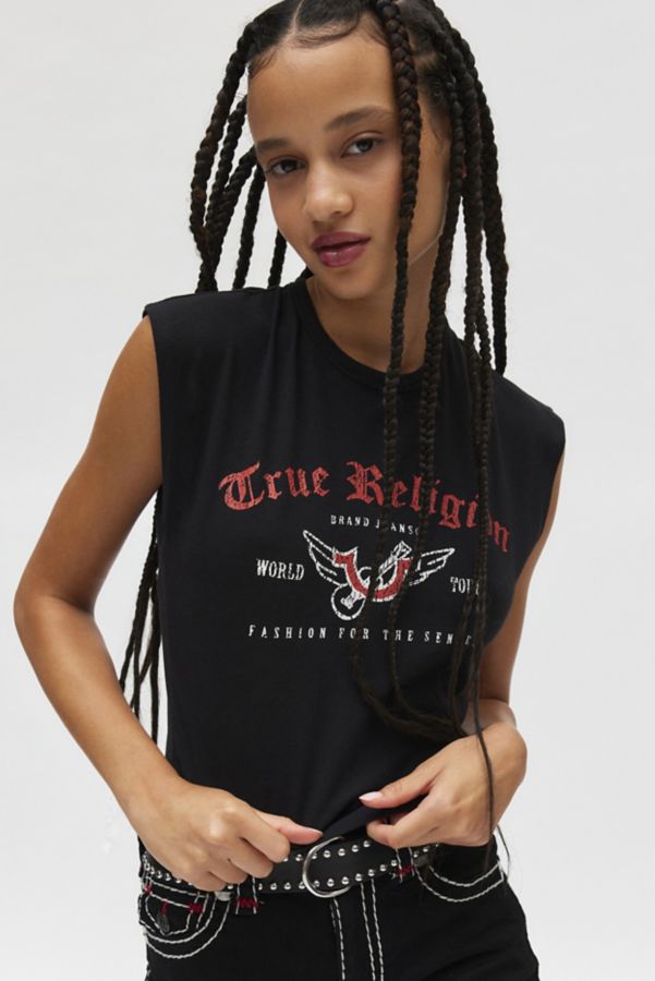 Slide View: 1: True Religion Twist Back Short Sleeve Top