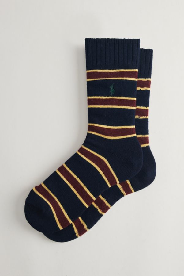 Slide View: 1: Polo Ralph Lauren Repp-Stripe Wool Blend Crew Sock