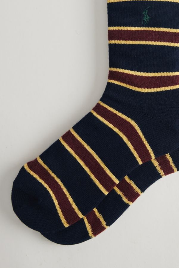 Slide View: 2: Polo Ralph Lauren Repp-Stripe Wool Blend Crew Sock