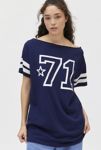 Thumbnail View 1: 71 Jersey Graphic Off-The-Shoulder T-Shirt Dress