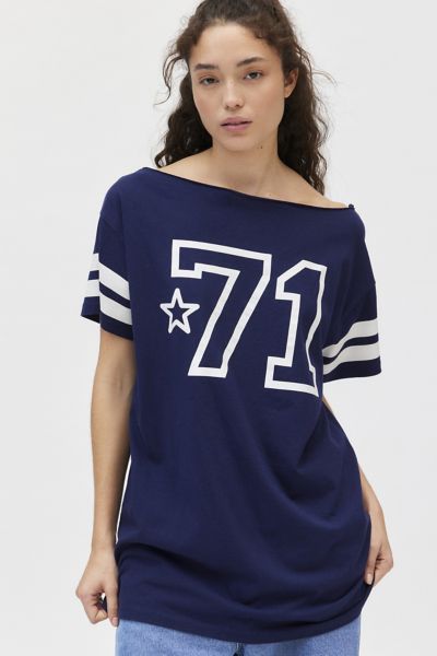 71 Jersey Graphic Off-The-Shoulder T-Shirt Dress