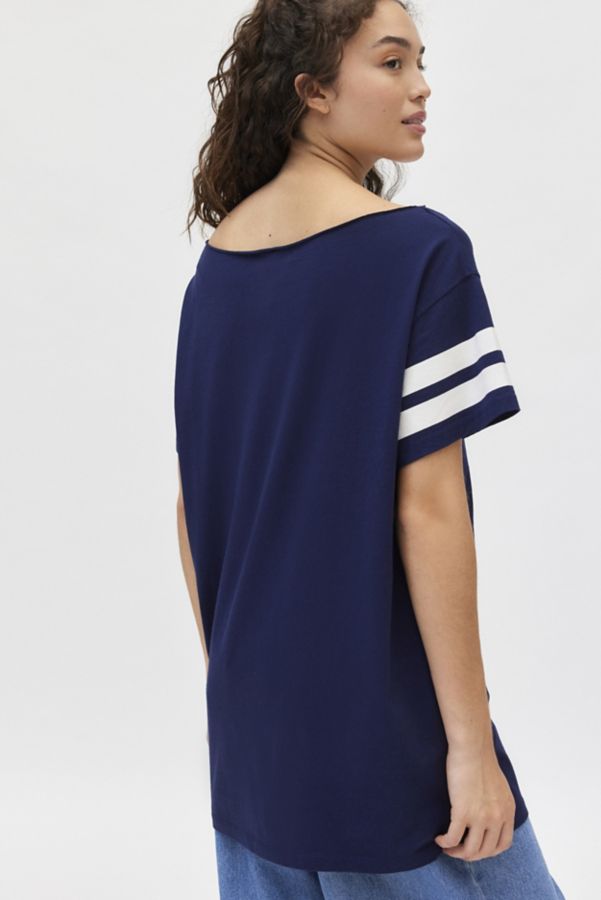 Slide View: 4: 71 Jersey Graphic Off-The-Shoulder T-Shirt Dress