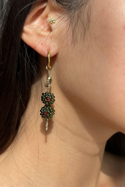 Dream Song Beaded Dirty Olive Earrings