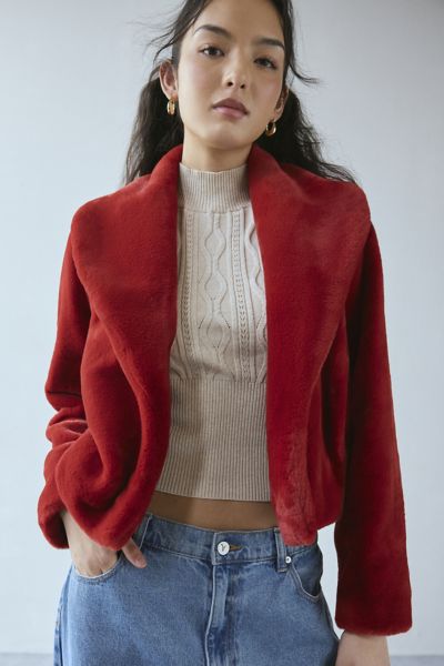 BLANKNYC Hot To Trot Shawl Collar Faux Fur Jacket