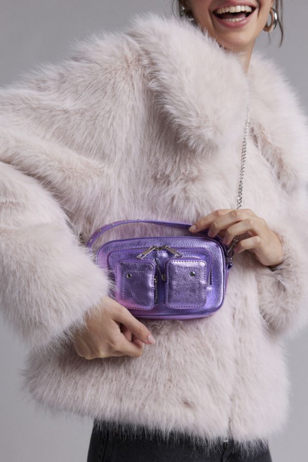 Slide View: 1: Núnoo Helena Metallic Purple Crossbody Bag