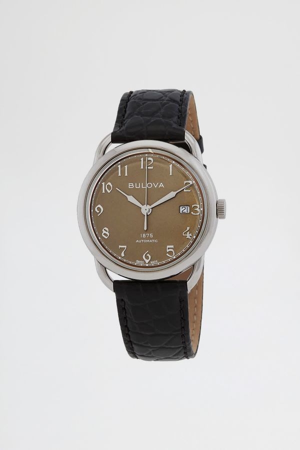 Slide View: 1: Bulova Commodore Automatic Leather Band Watch