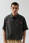 Thumbnail View 1: UO Embroidered Cropped Short Sleeve Button-Down Shirt