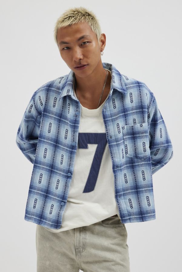 Slide View: 1: BDG Cropped Plaid Flannel Shirt