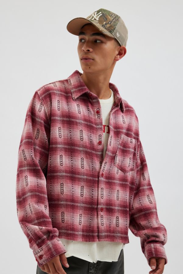 Slide View: 1: BDG Cropped Plaid Flannel Shirt