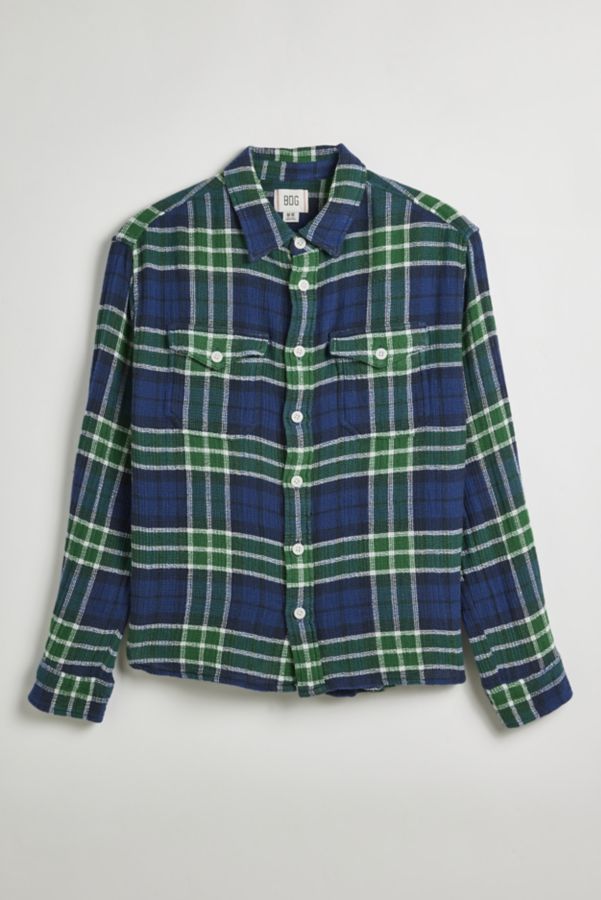 Slide View: 2: BDG Open Weave Plaid Button-Down Overshirt